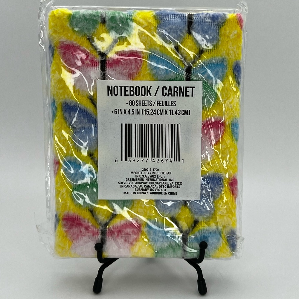 Yellow Butterfly Fuzzy Notebook Journal - Picture 2 of 4